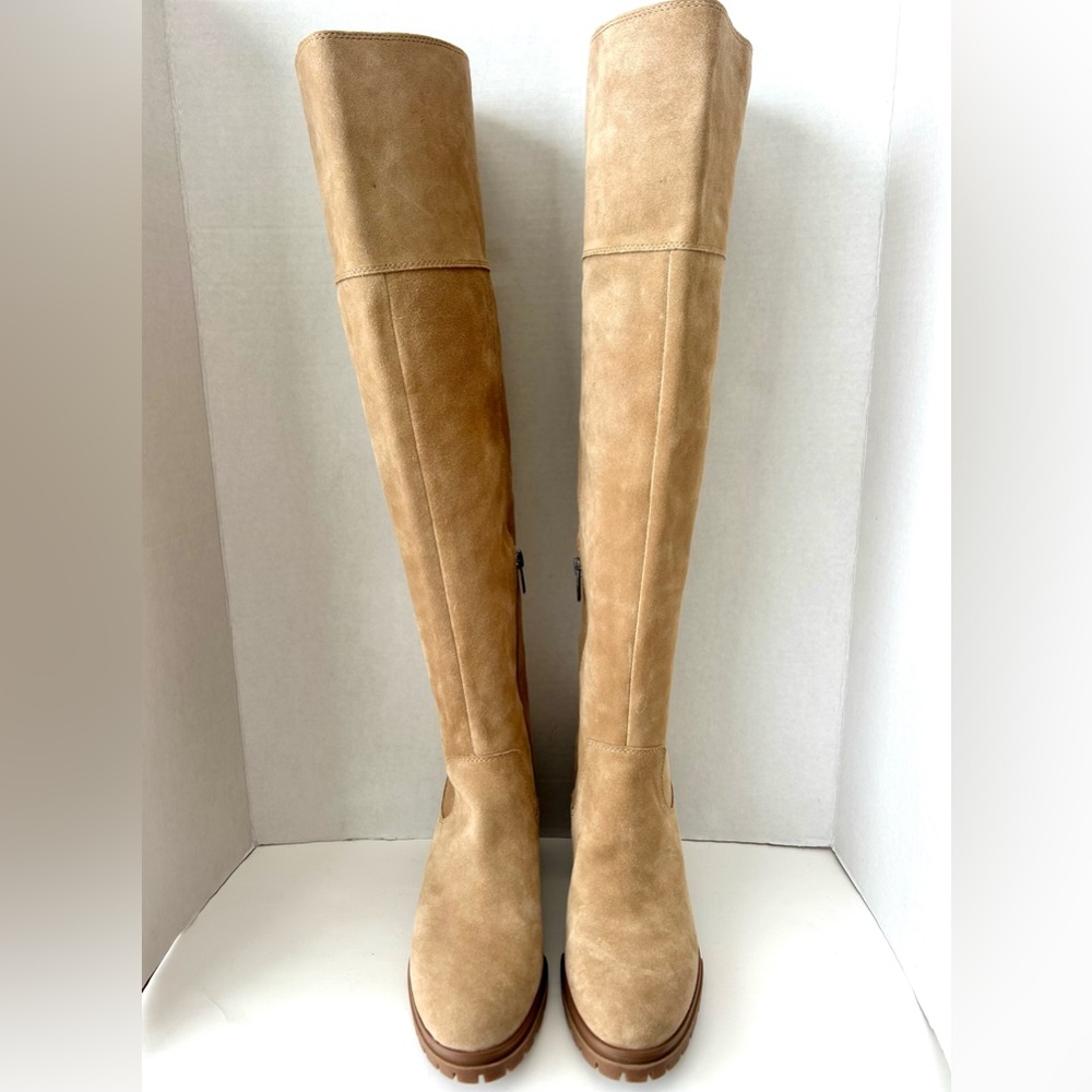 Vince Camuto Dasemma Tan Suede OTK Over The Knee Block Heel Boots Size 9.5 - Picture 6 of 12